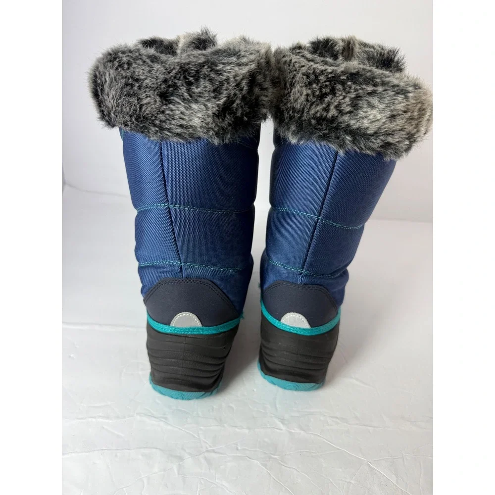 Kamik Kids Navy Blue Teal Waterproof Faux Fur Winter Snow Boots Size 6